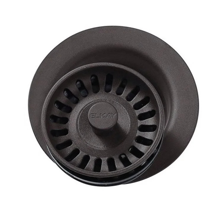 Disposal Flange with Removable Basket Strainer and Rubber Stopper Mocha 3-1/2 Inch Polymer for Sinks with 3-1/2" Drain Opening