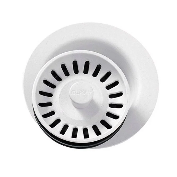 Disposal Flange with Removable Basket Strainer and Rubber Stopper White 3-1/2 Inch Polymer for Sinks with 3-1/2" Drain Opening