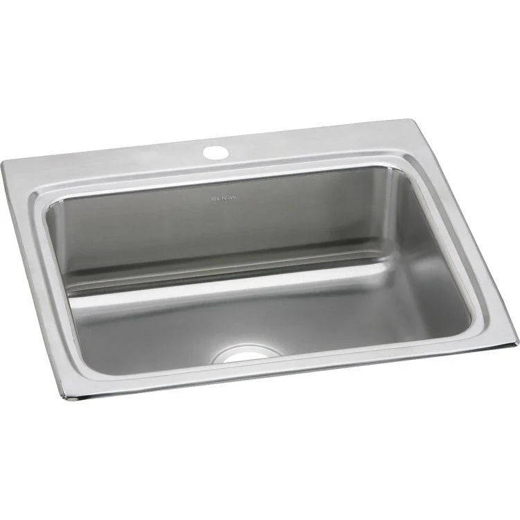 Lustertone Classic 25" Single Bowl Stainless Steel Drop-In Kitchen Sink with 1 Hole