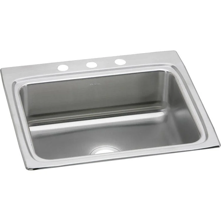 Lustertone Classic 25" Single Bowl Stainless Steel Drop-In Kitchen Sink with 3 Holes