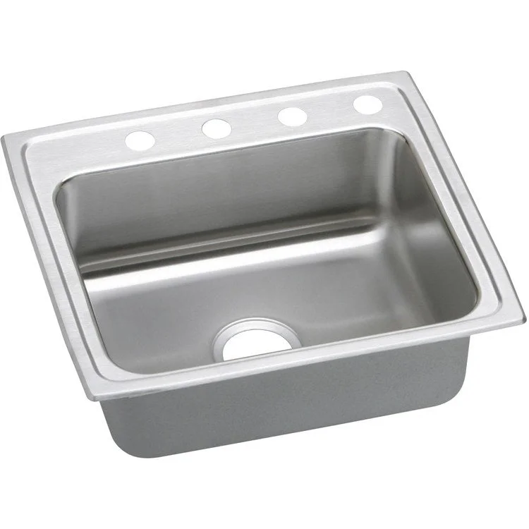 Lustertone Classic 22" Single Bowl ADA Stainless Steel Quick-Clip Drop-In Kitchen Sink with 4 Holes