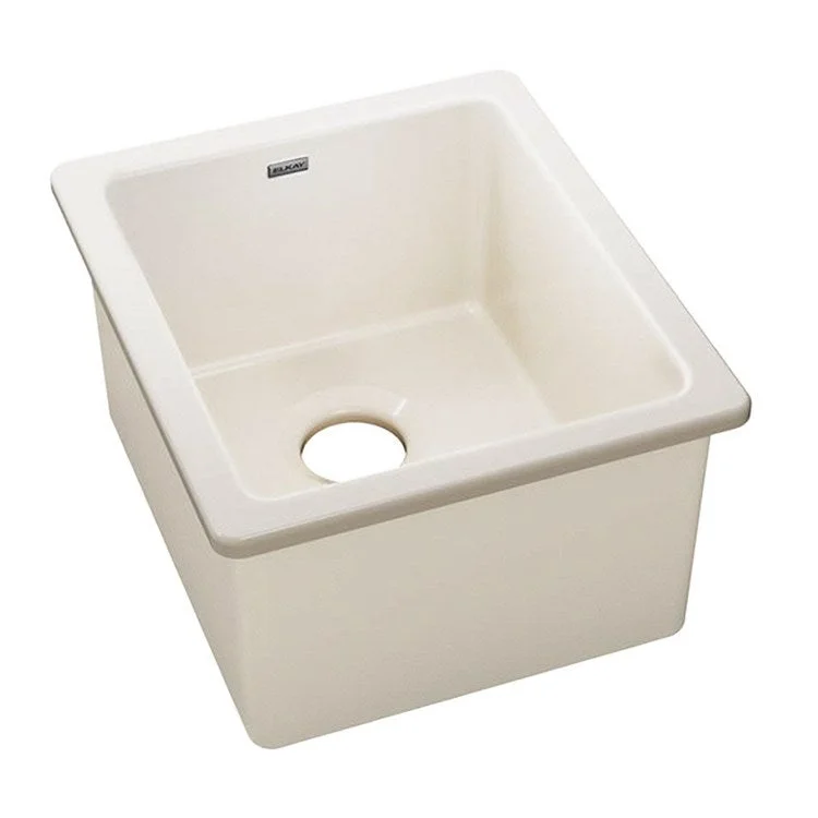 Bar Sink Fireclay 16 x 19 Inch Single Bowl Kitchen Biscuit Undermount Rectangle Drain Size 3-1/2 Inch