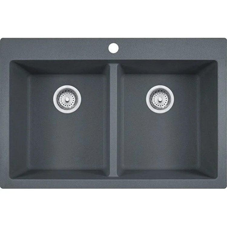 Primo 33" x 22" Double Bowl Granite Dual-Mount Kitchen Sink - Stone Gray