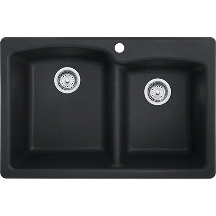 Ellipse 33" x 22" Double Bowl Granite Dual-Mount Kitchen Sink - Onyx