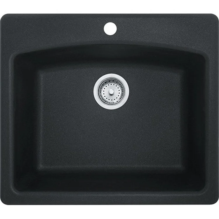 Ellipse 25" x 22" Single Bowl Granite Dual-Mount Kitchen Sink - Onyx