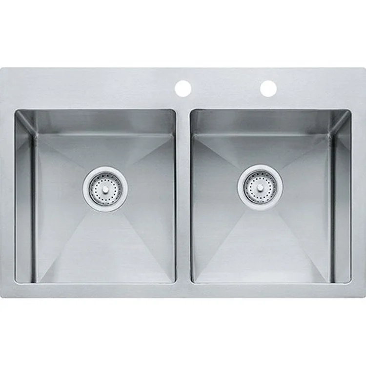 Kitchen Sink Vector 22 x 33 Inch Double Bowl 2 Hole Silk Steel Rectangle