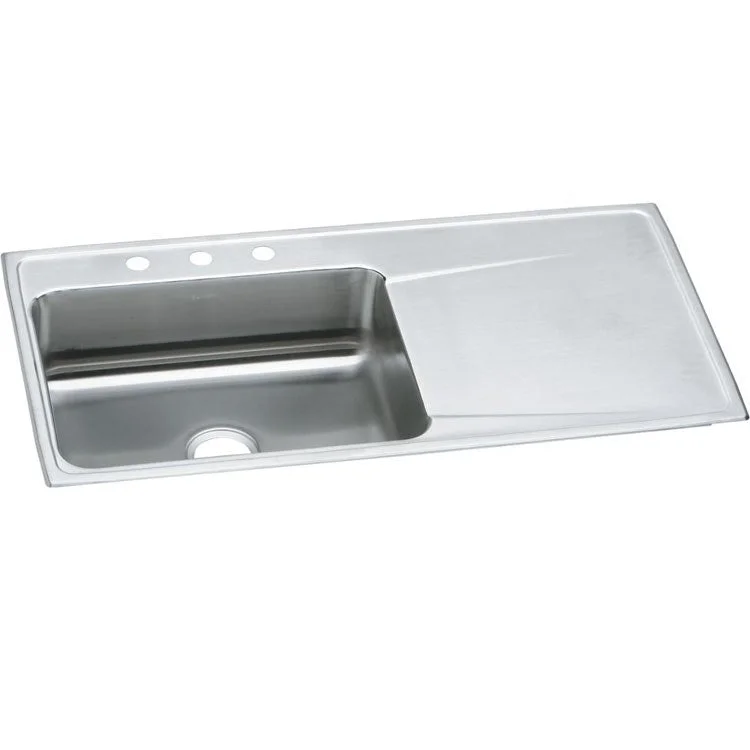 Lustertone Classic 43" Single Bowl Stainless Steel Drop-In Kitchen Sink with Drainboard/1 Hole