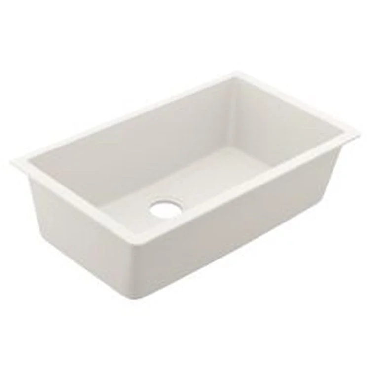 Kitchen Sink Granite Series 33 x 18-1/2 Inch 9-1/2 Inch Single Bowl White Undermount Rear Center Drain