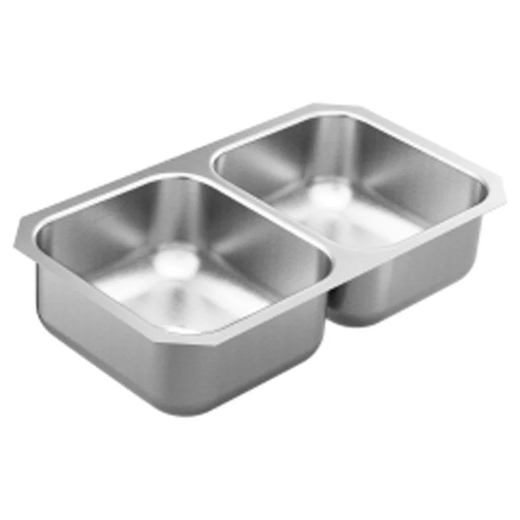 Bar Sink 2000 Series 31-3/4 x 18-1/4 Inch 7-1/2 Inch Double Bowl Center Drain