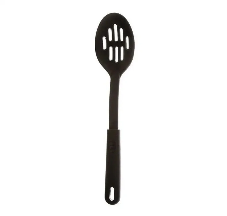 Professional Heat Resistant Plastic Nylon Slotted Spoon, Black