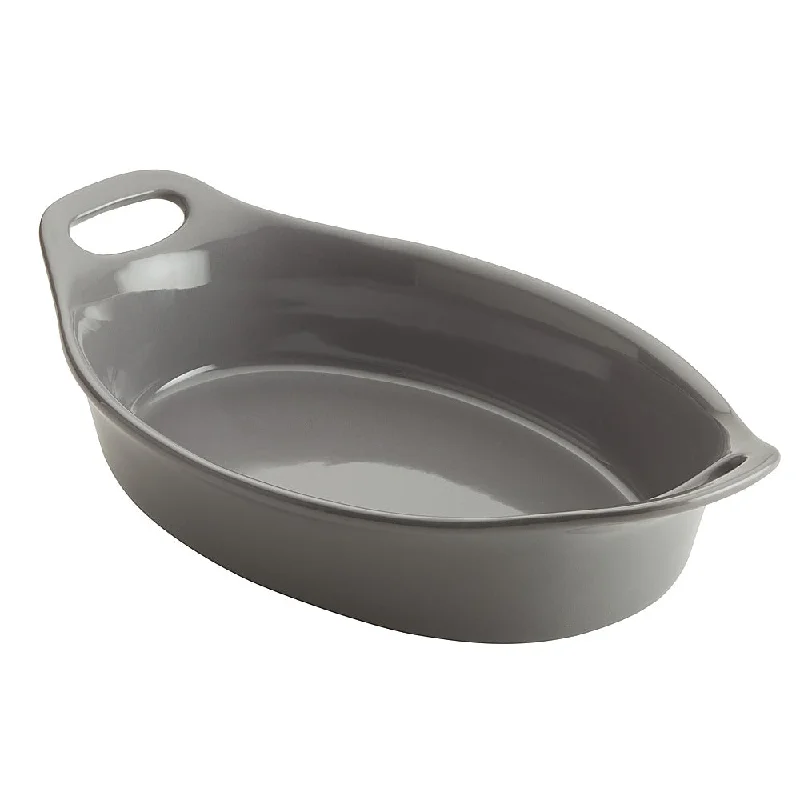 Rachael Ray 1.5-Quart Oval Ceramics Baker Gray