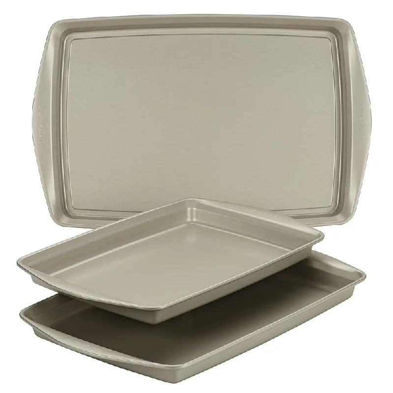 Rachael Ray 3-Piece Nonstick Bakeware Cookie Pan Set Silver