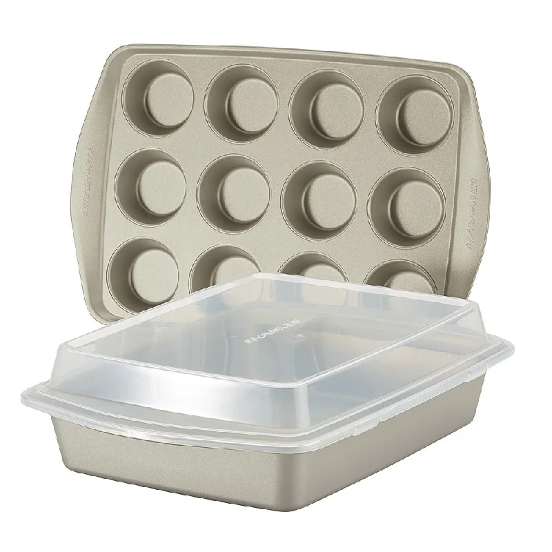 Rachael Ray 3-Piece Nonstick Bakeware Set Silver