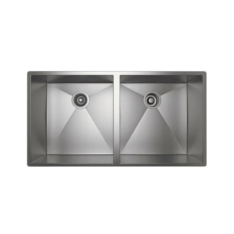 Kitchen Sink Forze 36-1/4 Inch Double Bowl 2 Hole Brushed Stainless Steel Undermount/Drop-In 19-1/2 Inch 10 Inch