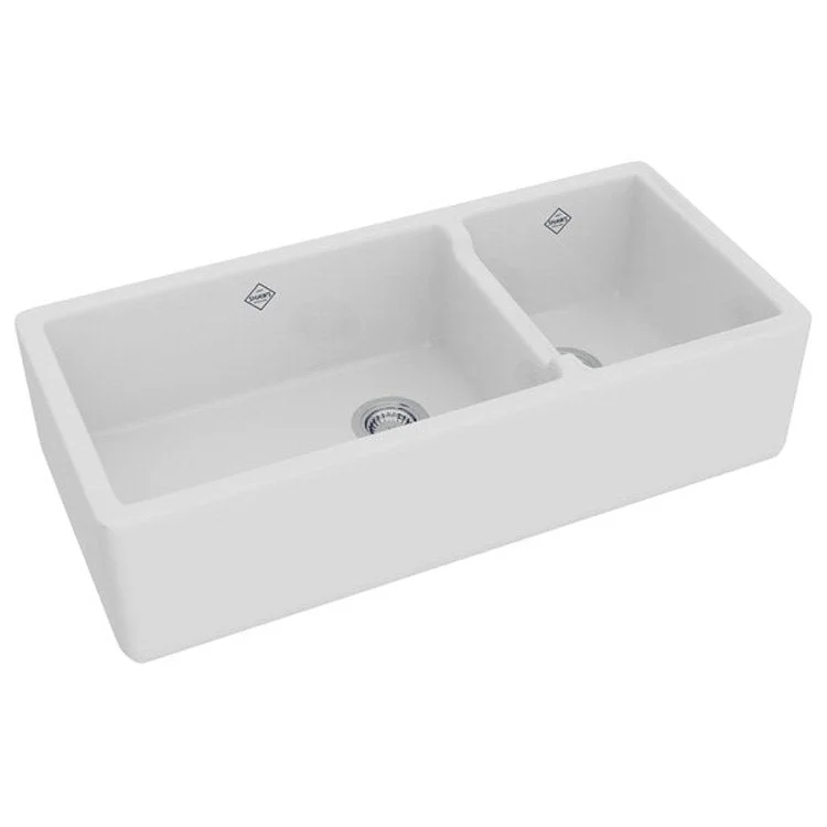 Kitchen Sink Lancaster 39-1/2L x 18-1/2W Inch Double Bowl 70/30 Apron Front White Farmhouse Rectangular