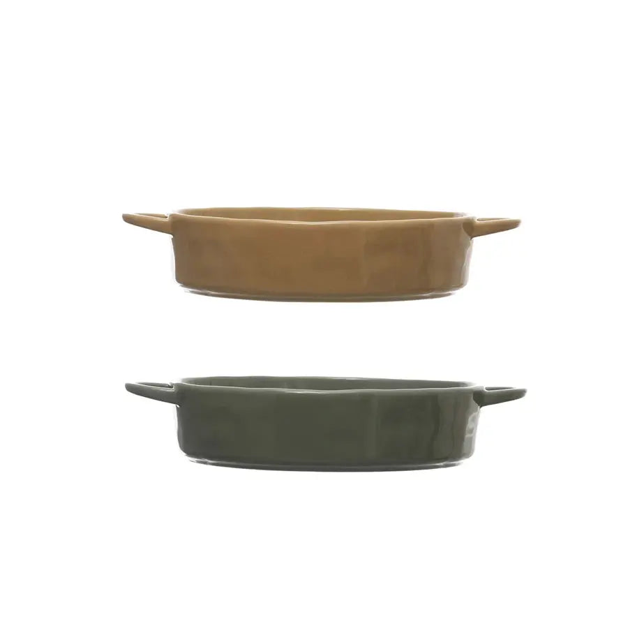 Stoneware Serving Bowl Baker w/ Handles, 2 Colors