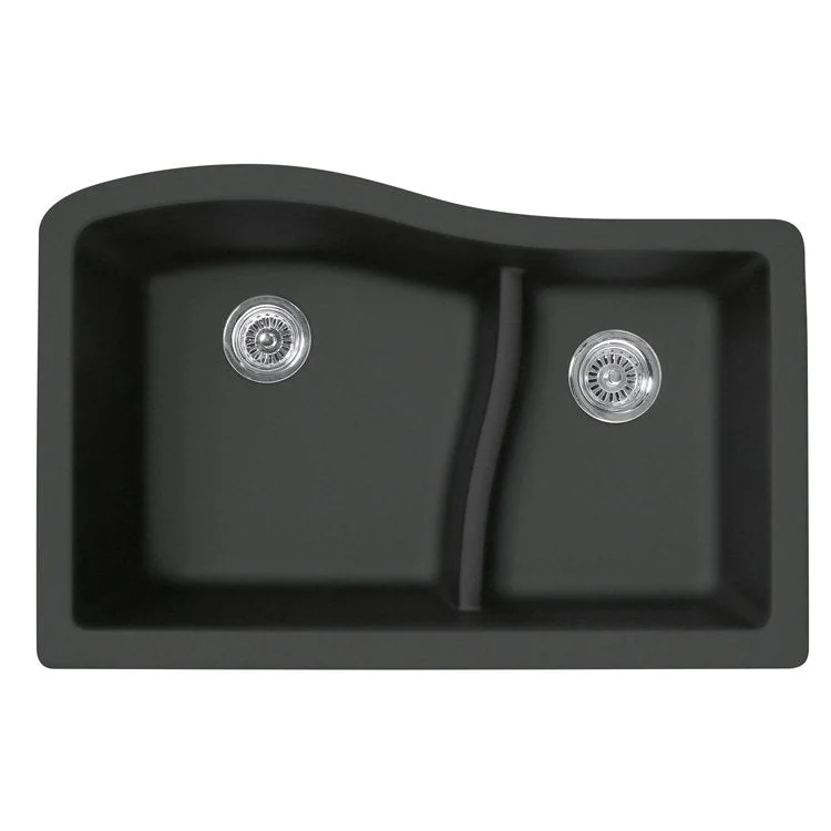 Kitchen Sink 33 x 22 Inch 2 Bowl Large/Small Nero Undermount