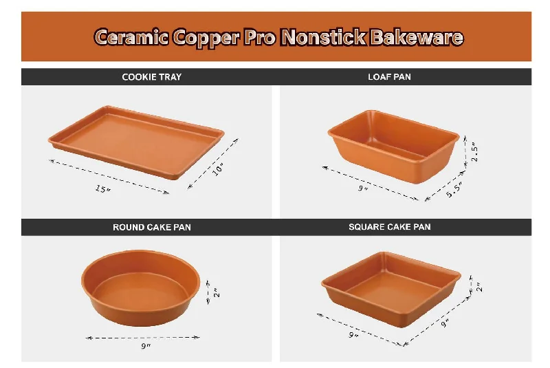 Culinary Edge Ceramic Copper Bakeware Set