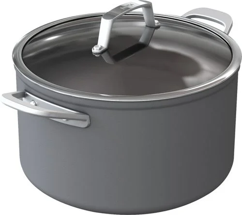 Ninja - Foodi NeverStick Premium Hard-Anodized 8-Quart Stock Pot with Glass Lid - Grey